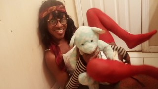 Super Cute Tgirl playing with her Teddy is shemale transgender whore 