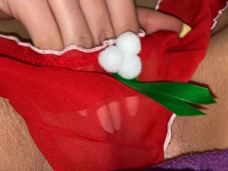 Sexy santa girls/wet pussy close up/panties christmas my masturbating in