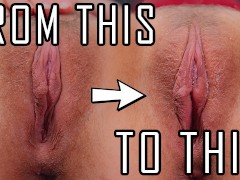 My pussy BEFORE and AFTER I watched porn! Watch how lips get opened and wet! 4K
