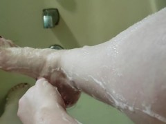 Washing my pretty little feet in the bathtub.
