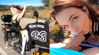 Sunny Day for a Motorcycle and a Sloppy Outdoor Mountain Blowjob near Gibraltar – Mimi Boom