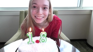 Very petite blonde has just turned 18 and is making her porn debut