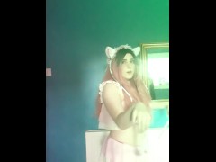 Catgirl maid strip tease and twerk