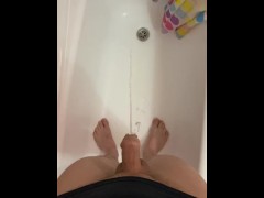 Guy Pissing In The Bath And Washing His Hands