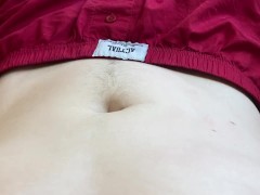 Student Plays With His Navel And Fat Stomach