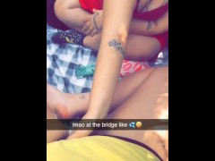 playing with her pussy at a public bridge 