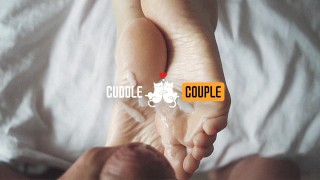Cuddle Couple’s footjob handjob cumpilation