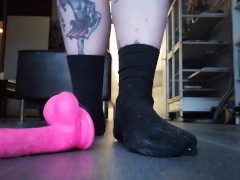 Stomping on your tiny cock in dirty socks