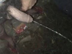 Indian big cock pissing at night 