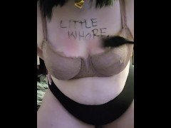 BBW xxkittens submissive neko girl tit spank & humiliated like a little whore