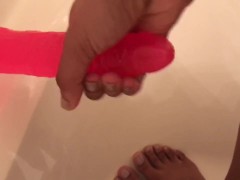 Sweet girl rubs your dick *POV* ( showing feet)
