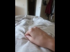 Quick lubed masturbation and cum while watching porn