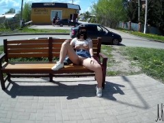 exhibitionist wife outdoor bench
