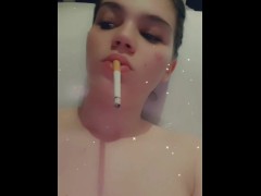 Bunny smoking on her Premium Snapchat Story in bathtub 