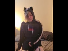 Femboy plays with himself
