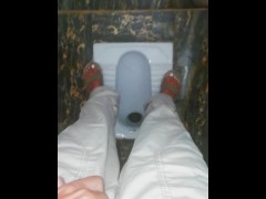 Pee in a Public Toilet indian style on an eco farm - anyone can Come inside - the door unlocke