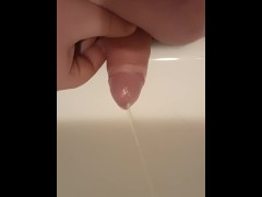 Chubby cum in bathroom sink