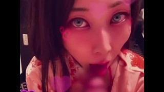 Beautiful Japanese Lady Loves Sex Exchanging Spits Kimono Yukata Cosplay Short version
