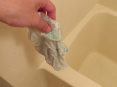 Piss-covered light-blue panties!!