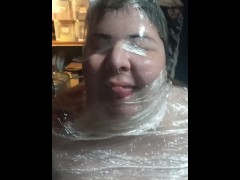 Bbw Spanish Slave Wrapped And Pissed On