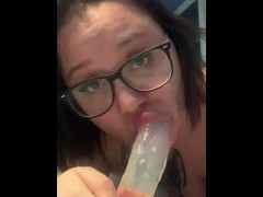 Chubby webcam girl making sloppy blowjob