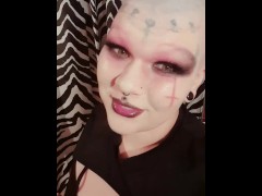 Goth girl razor shaves head bald for you