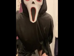 Halloween edition: ghostface. Masturbating with dirty talk and cumming hard