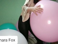 Inflating big balloons - Blowing into huge balloons 