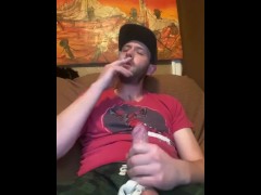 Cum in condom while smoking solo