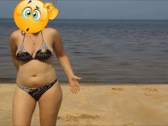 Girl piss in beach-Golden rain 4