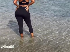 Latina with Hourglass Figure Takes a Stroll in Leggings