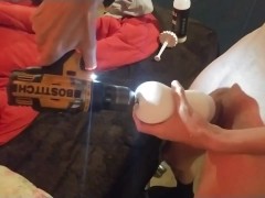 I attached a Tenga Flex to my work drill. An It actaully made my big white cock cum so hard.