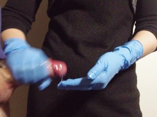 Nurse multiple latex gloves handjob teaser