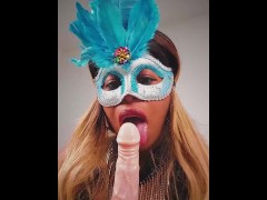 Sexy black masked MILF shows you how horny she is and how hungry for cock she is right now