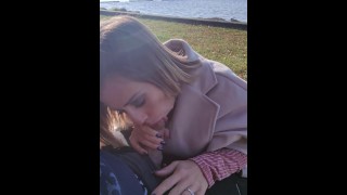 Littleangel84 Super risky public blowjob at leman lake and creampie in the Swiss countryside