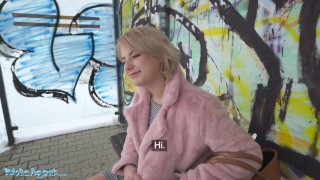 Public Agent Short hair blonde amateur teen with soft natural body picked up as bus stop