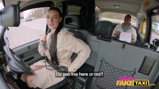 Female Fake Taxi Lady Gang gets a ride on a big black cock in a red thong