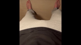 POV Quickie. Twink strokes his freshly shaved big dick and cums on the floor