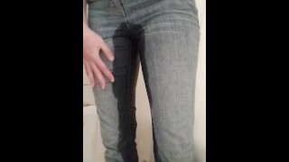 Wetting my jeans mostly viewed from behind